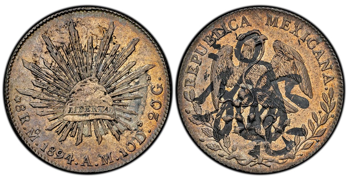 1894-Mo AM Mexican 8 Reales with Ink chopmark