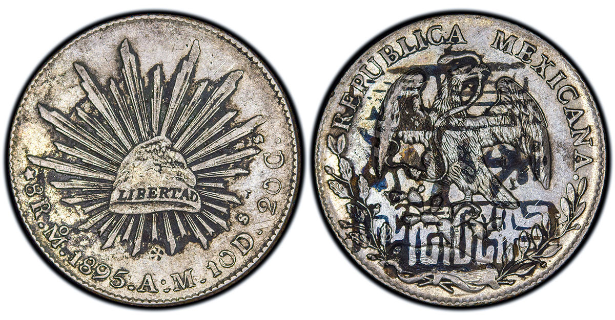 1895-Mo AM Mexican 8 Reales with Ink chopmark