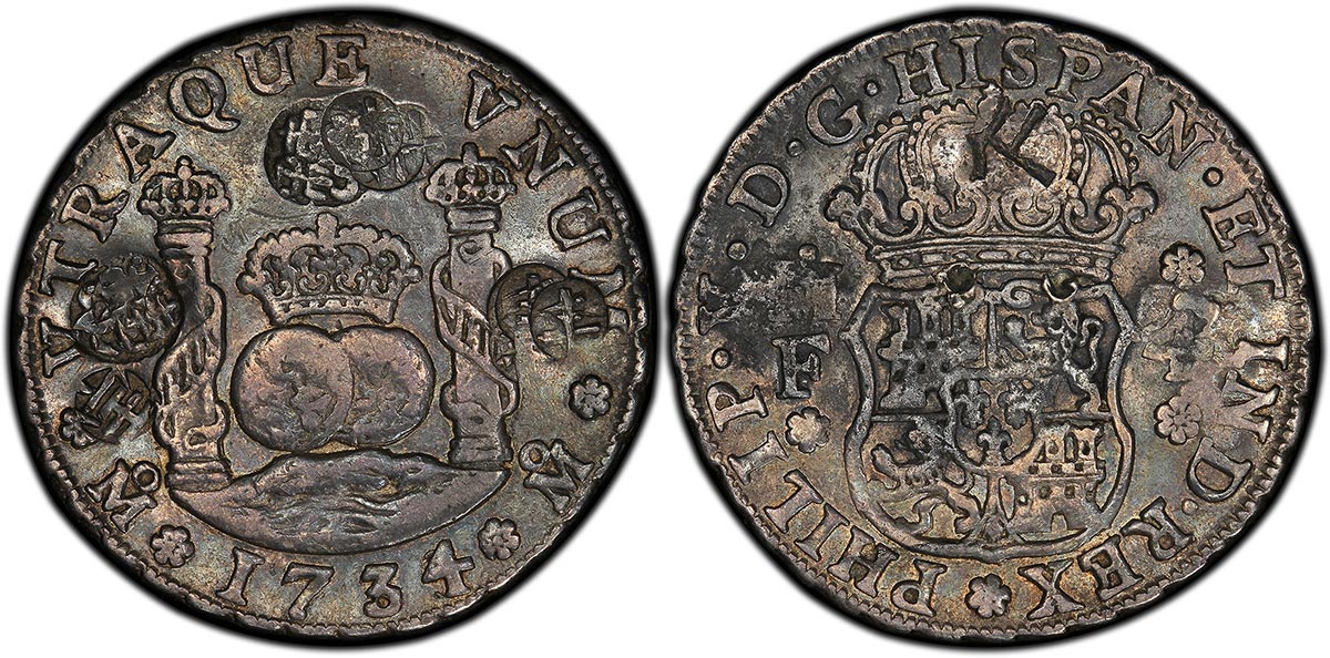 1734/3-Mo MF Mexico 4 Reales Philip V type (Ex. Long / Gray)