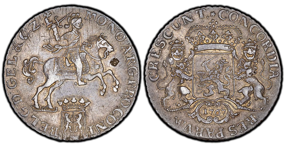 1767 Netherland Ducaton Silver Rider, Gelderland Province