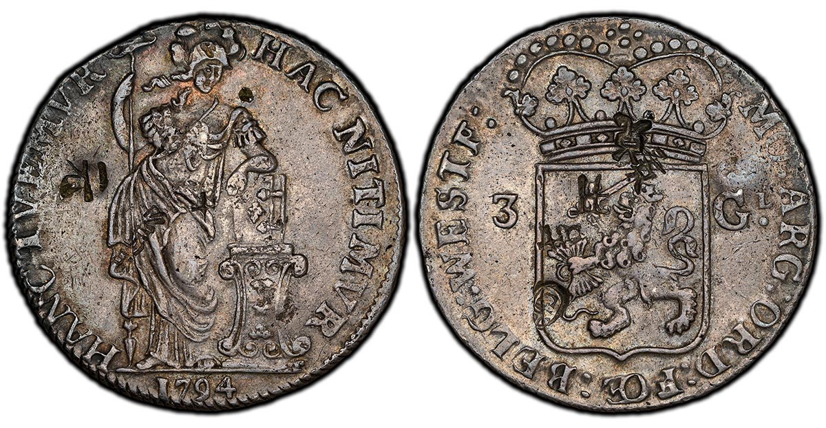 1794 Netherland 3 Gulden (60 Stuiver), West Friesland Province