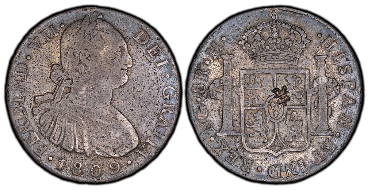 1809-NG M Nueva Guatemala 8 Reales, Ferdinand VII Legend, Carlos IIII Portrait