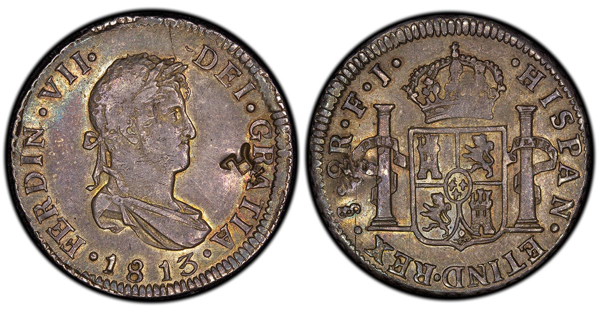 1813-So FJ Santiago, Chile 2 Reales