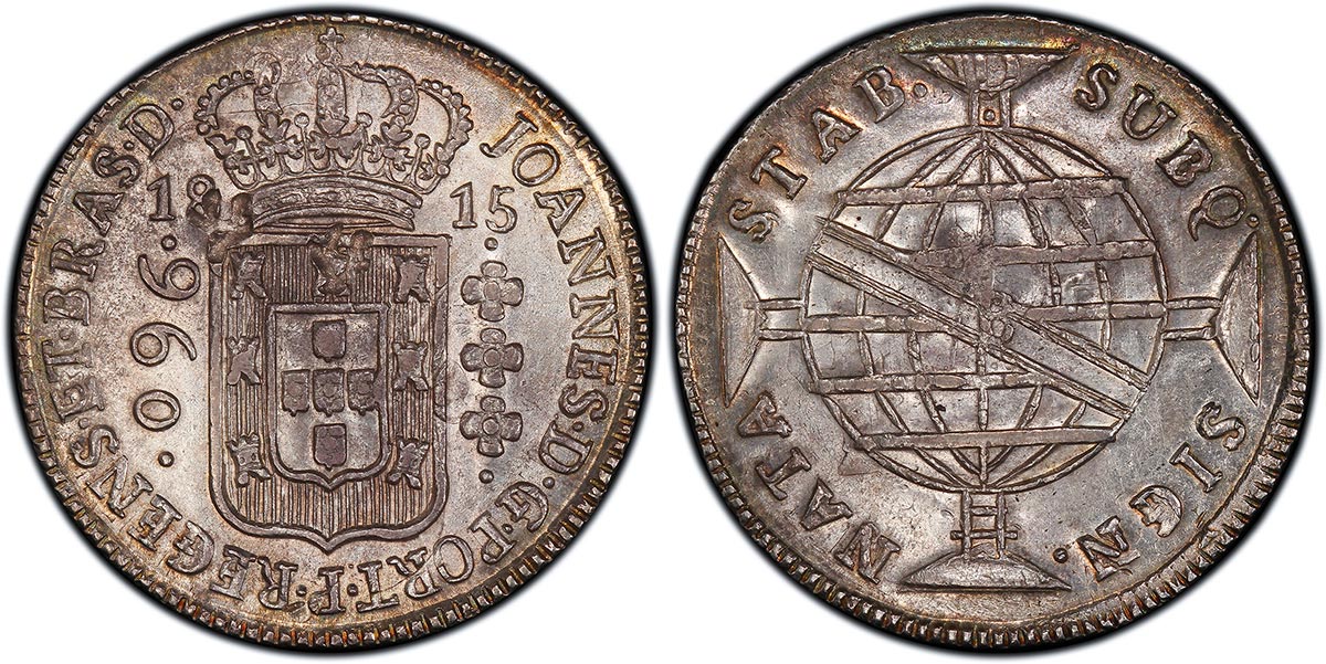 1815-B Brazil 960 Reis over 1804-PTS PJ Bolivia 8 Reales (Ex. Goodman / Waddell)