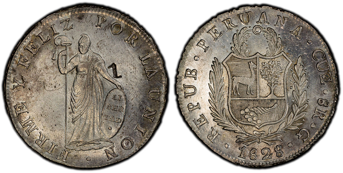 1828/7-Cuz G Peru 8 Reales (Ex. Goodman)