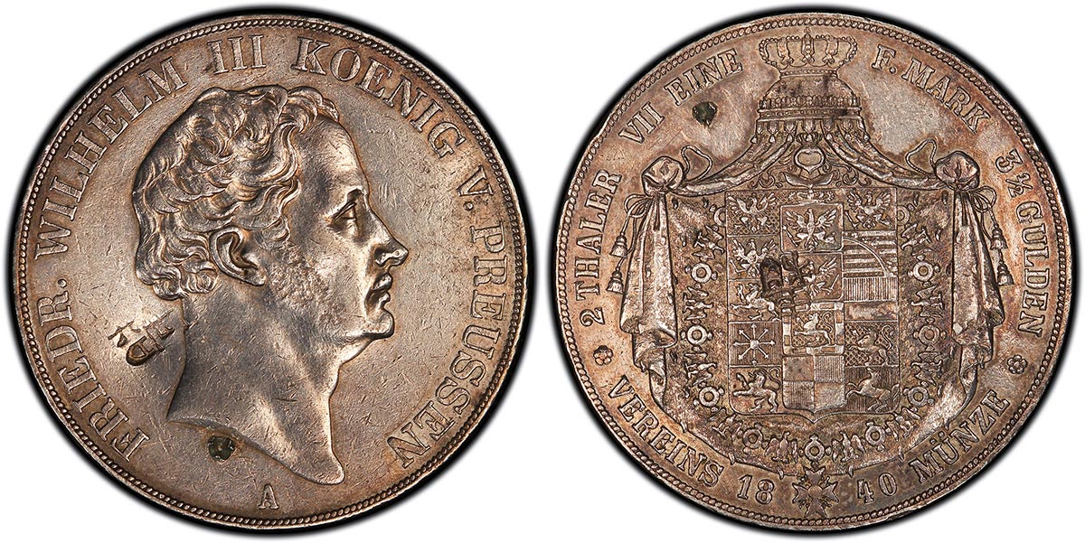 1840-A German States Prussia 2 Thaler, 3-1/2 Gulden