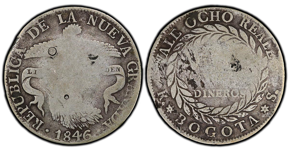 1846-B Colombia "Republica De La Nueva Granada" Ocho Reales (Ex. Waddell)