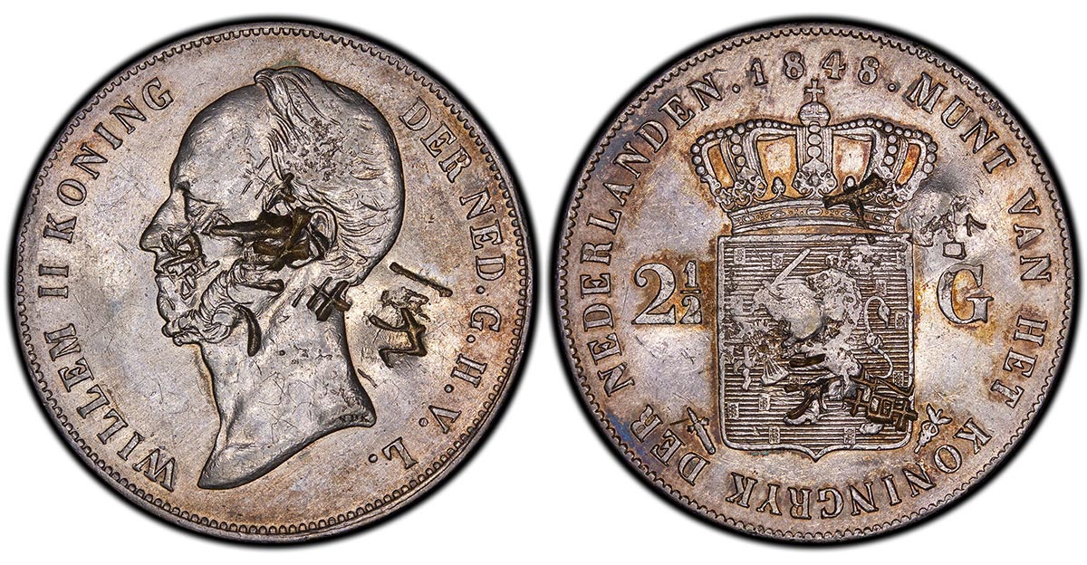 1848 Netherlands 2 1/2 Gulden