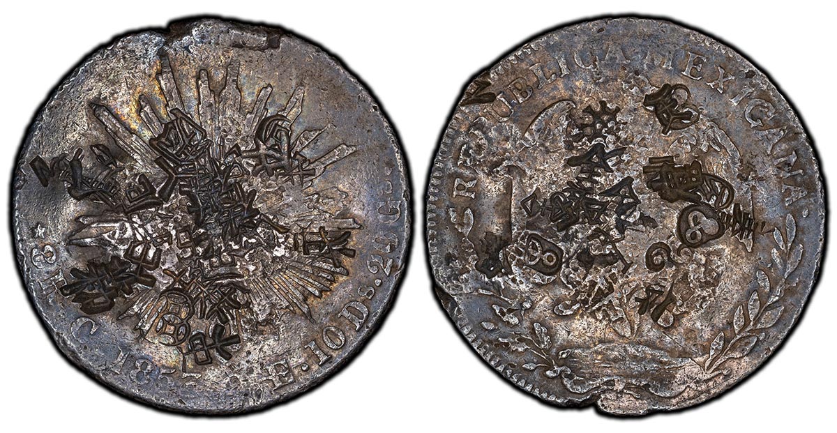 1853 Culiacán mint, Mexico 8 Reales - Sonoran Cap / "MEXIGANA" variety