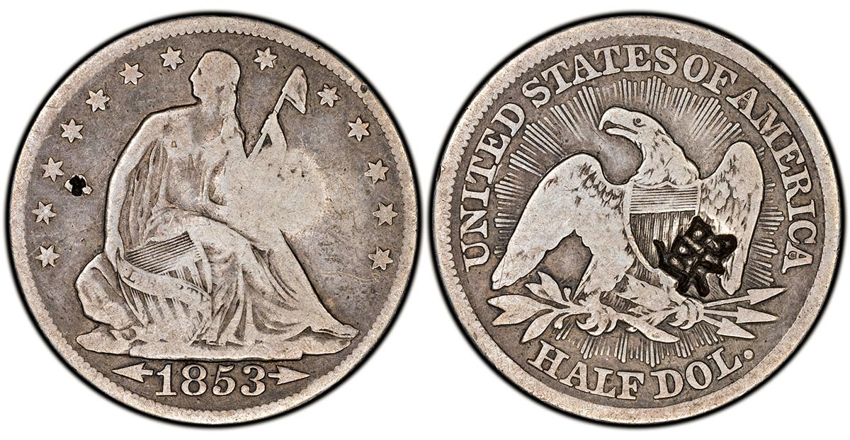 1853 Arrows & Rays US Half Dollar