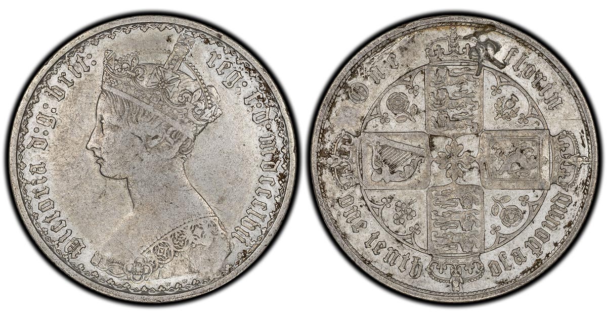 1857 Great Britain Florin (Ex. Leverage)