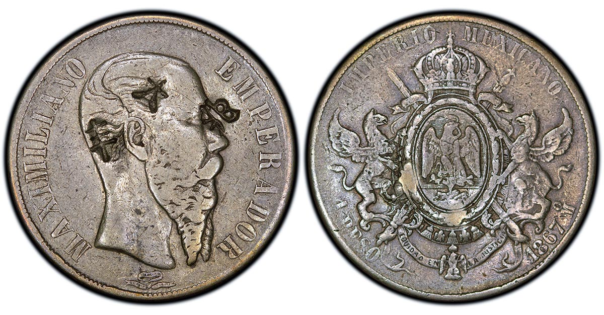 1867-Mo Maximilian Peso - Mexico