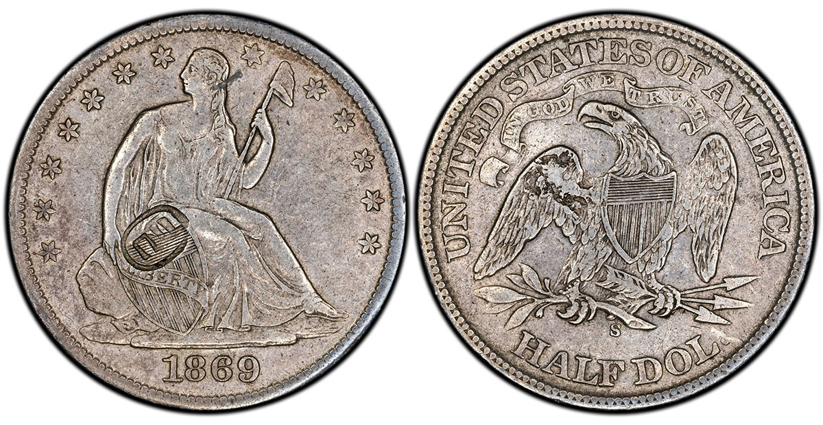 1869-S United States Seated With Motto Half-Dollar from the branch mint in San Francisco