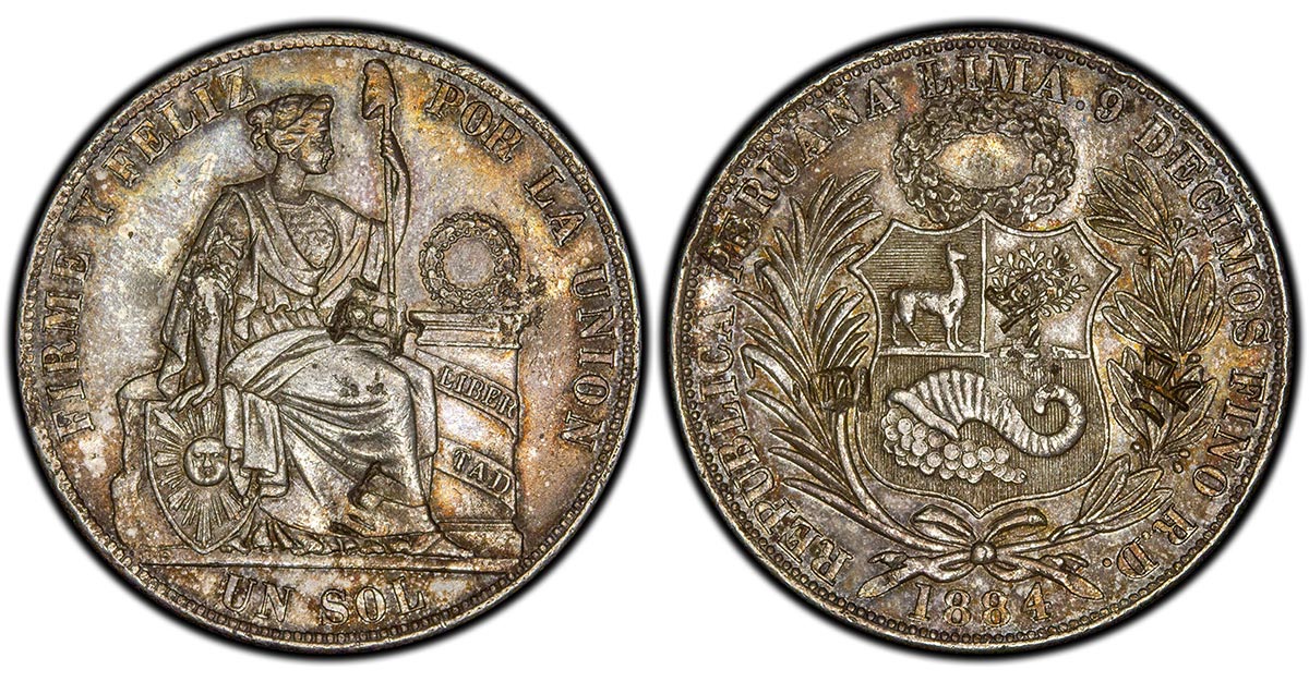 1884 Peru Un Sol (Raised Libertad)