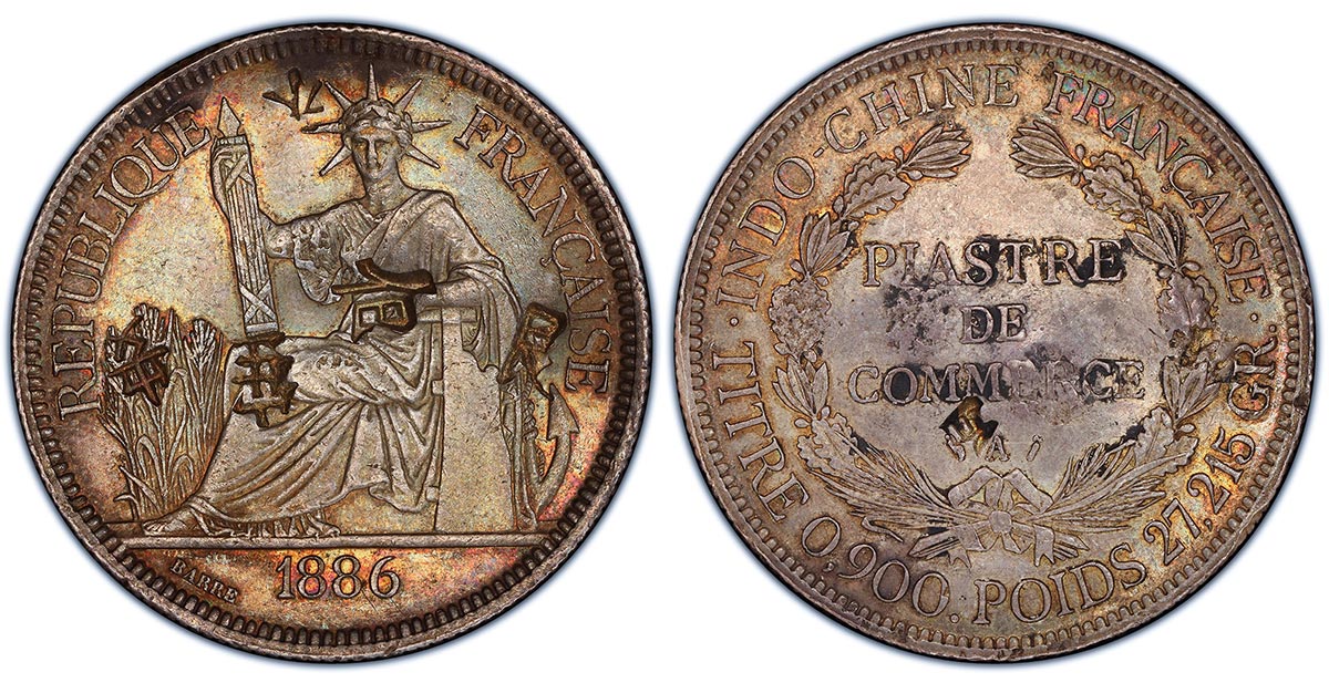 1886-A France Indo-China Piastre de commerce (27.215 GR.)