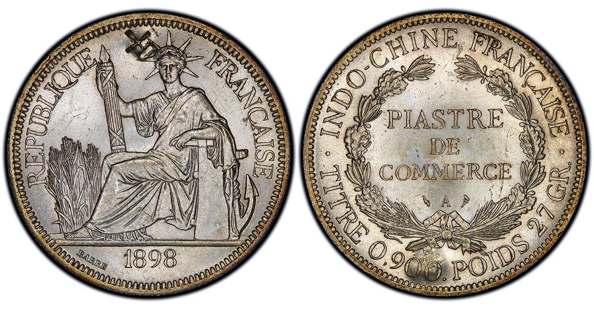1898-A France Indo-China Piastre de commerce (27 GR.) (Ex. Waddell)