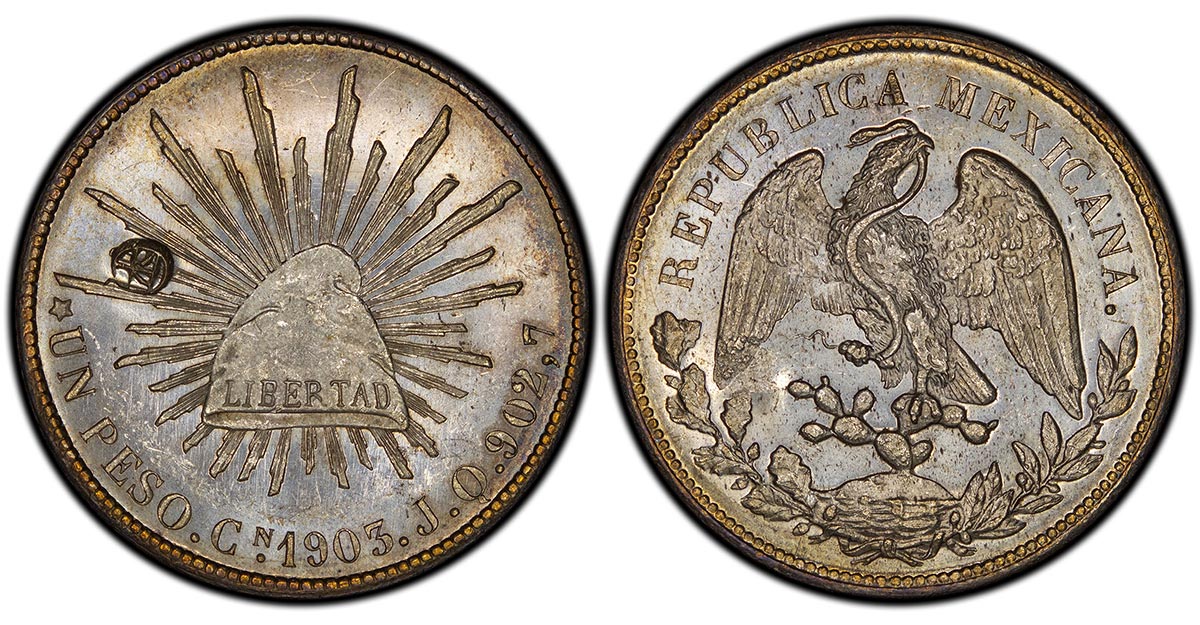 1903-Cn JQ Peso, Culiacan, Mexico mint