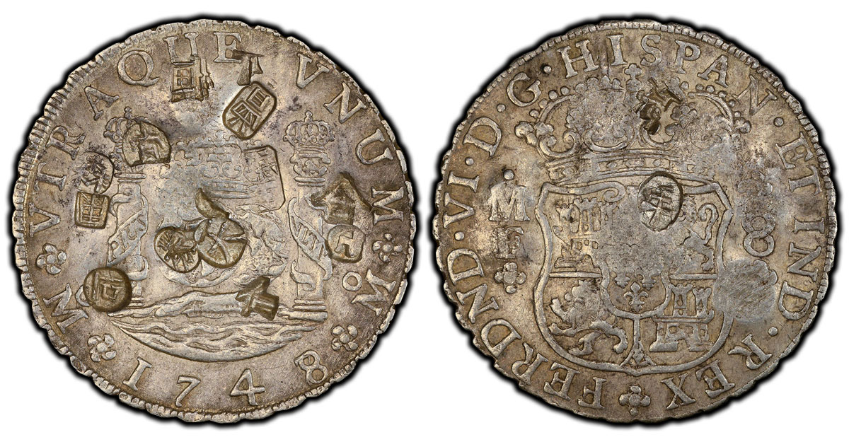 1748/7 Mexico pillar 8 Reales with large incuse chopmarks