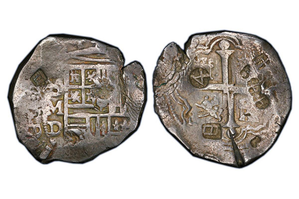 Spanish and Mexican silver coins with chopmarks