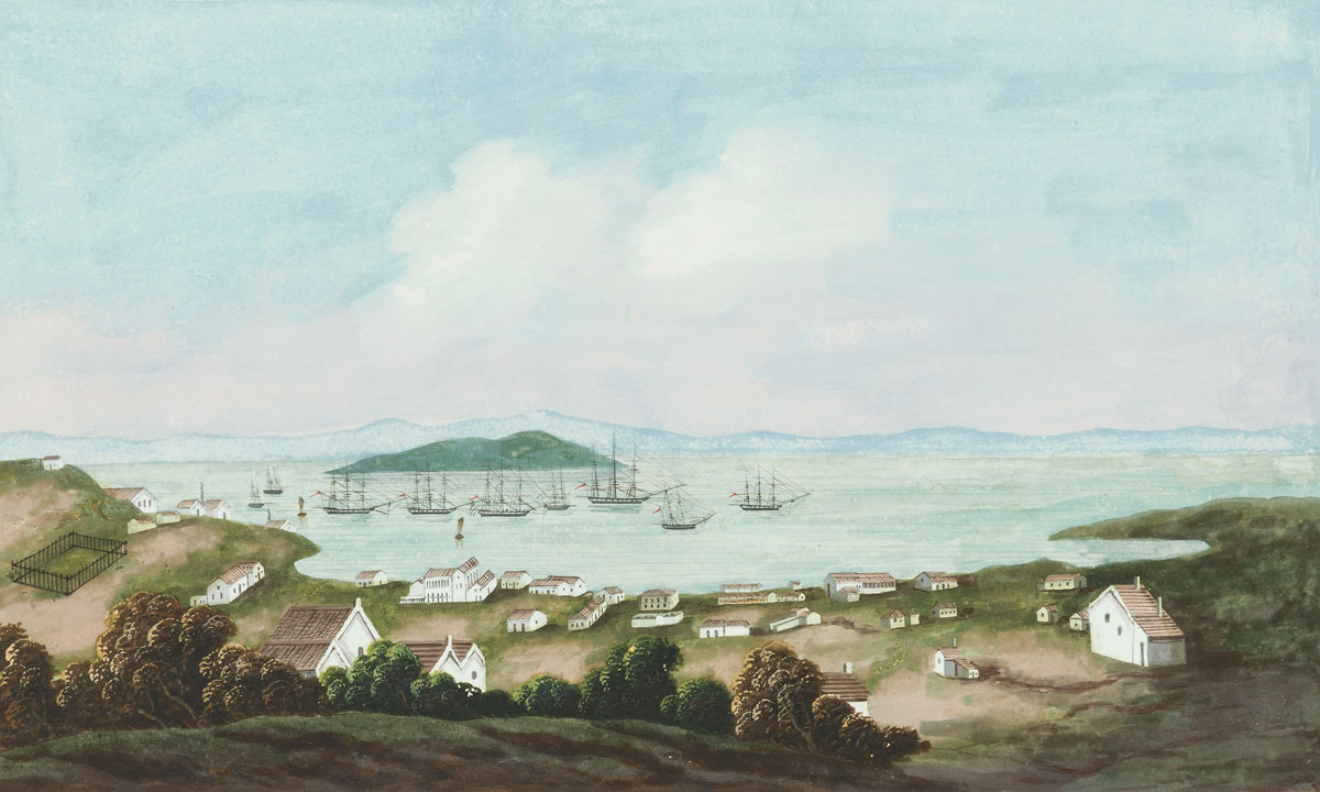 Yerba Buena (San Francisco), California, with shipping in the bay inscribed 'San Francisco' in the lower margin, Chinese School, c.1846