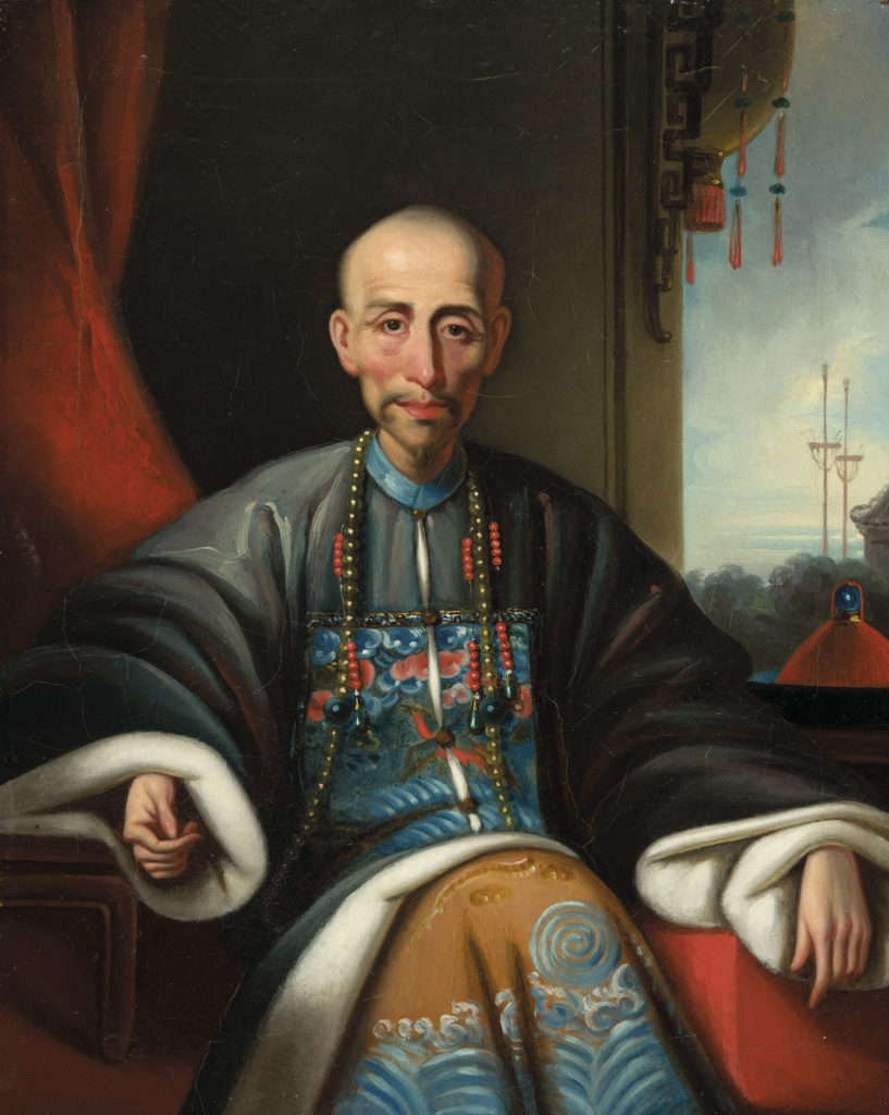 Portrait of the Hong Merchant Howqua, seated small three-quarter length, Lamqua (1820-1860)