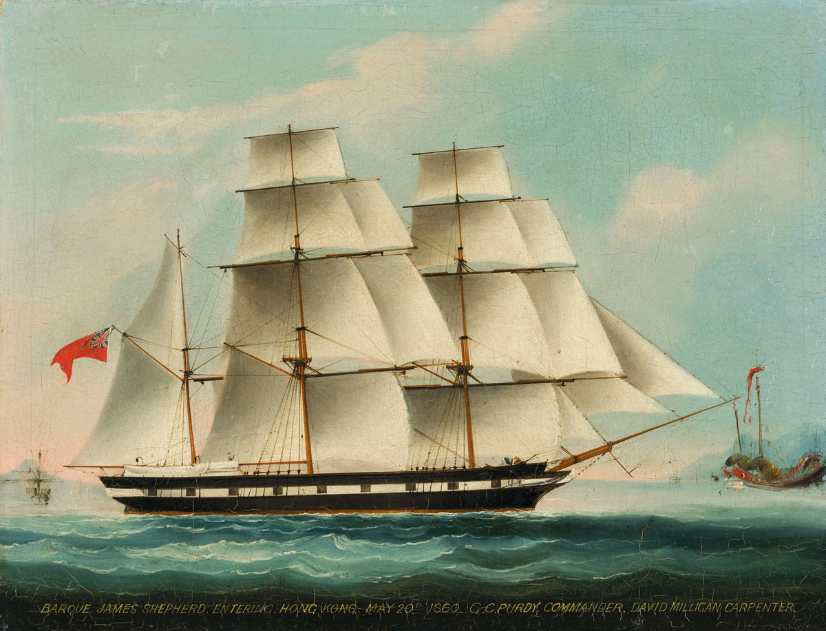 Barque James Shepherd entering Hong Kong, May 20th 1860, Chinese School, 19th century