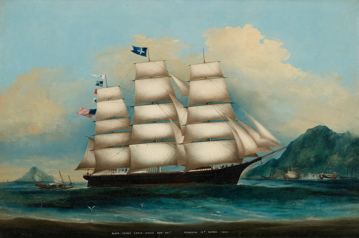 Clipper Ship Black Prince entering Hong Kong, Chinese School, 19th century
