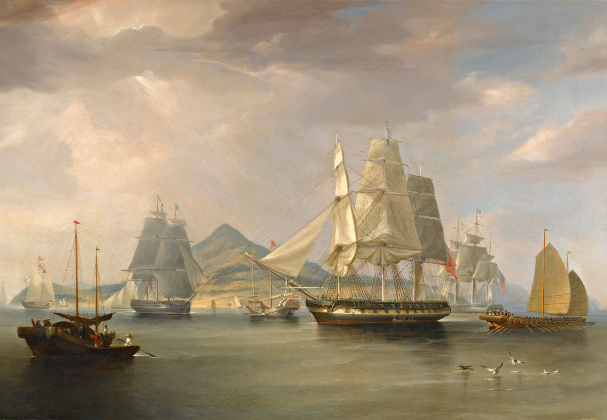 The opium ships at Lintin, William John Huggins, 1824  (fast crab boat pictured right)