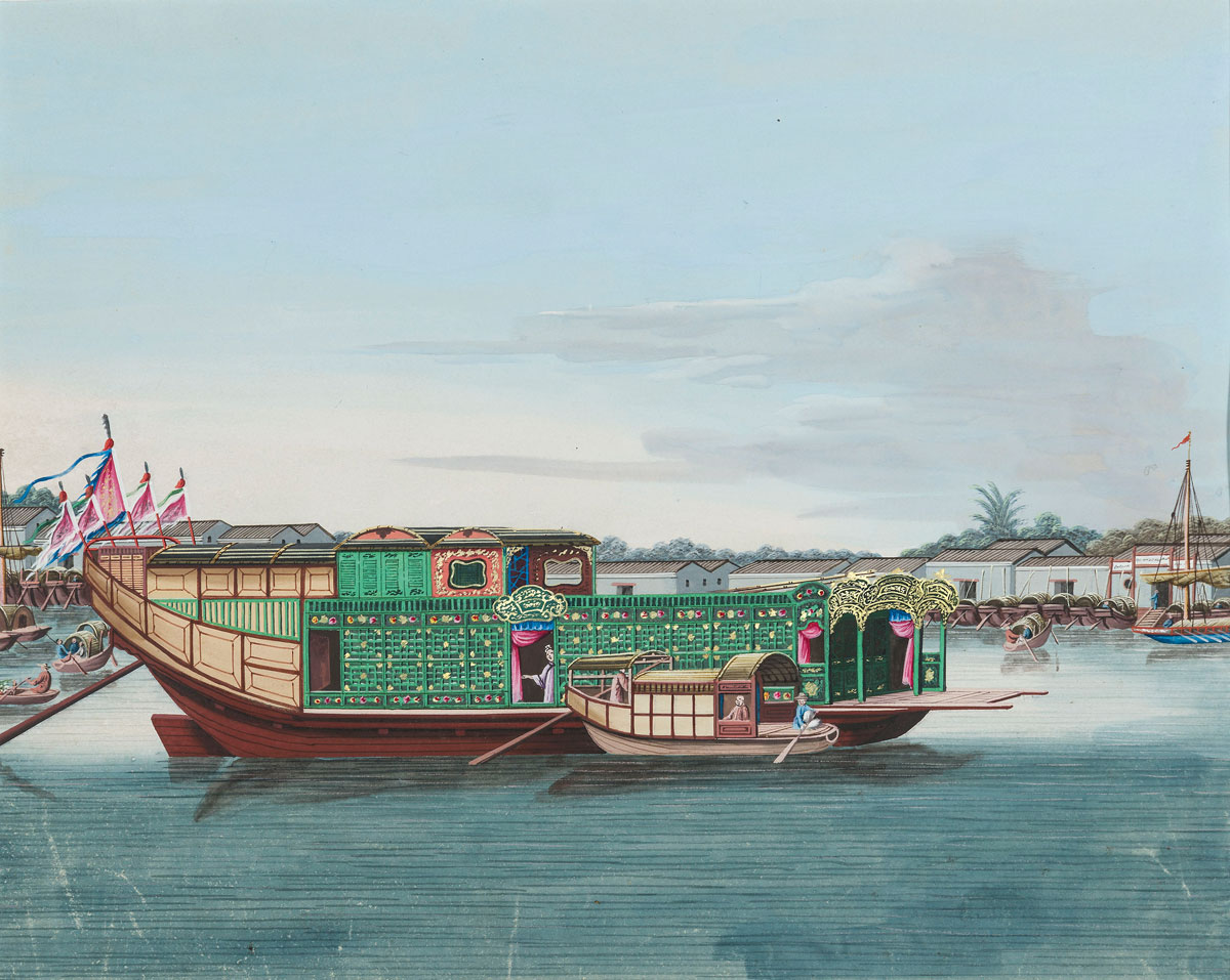 A Hong Merchant's boat, Studio of Tingqua (1809-1870)