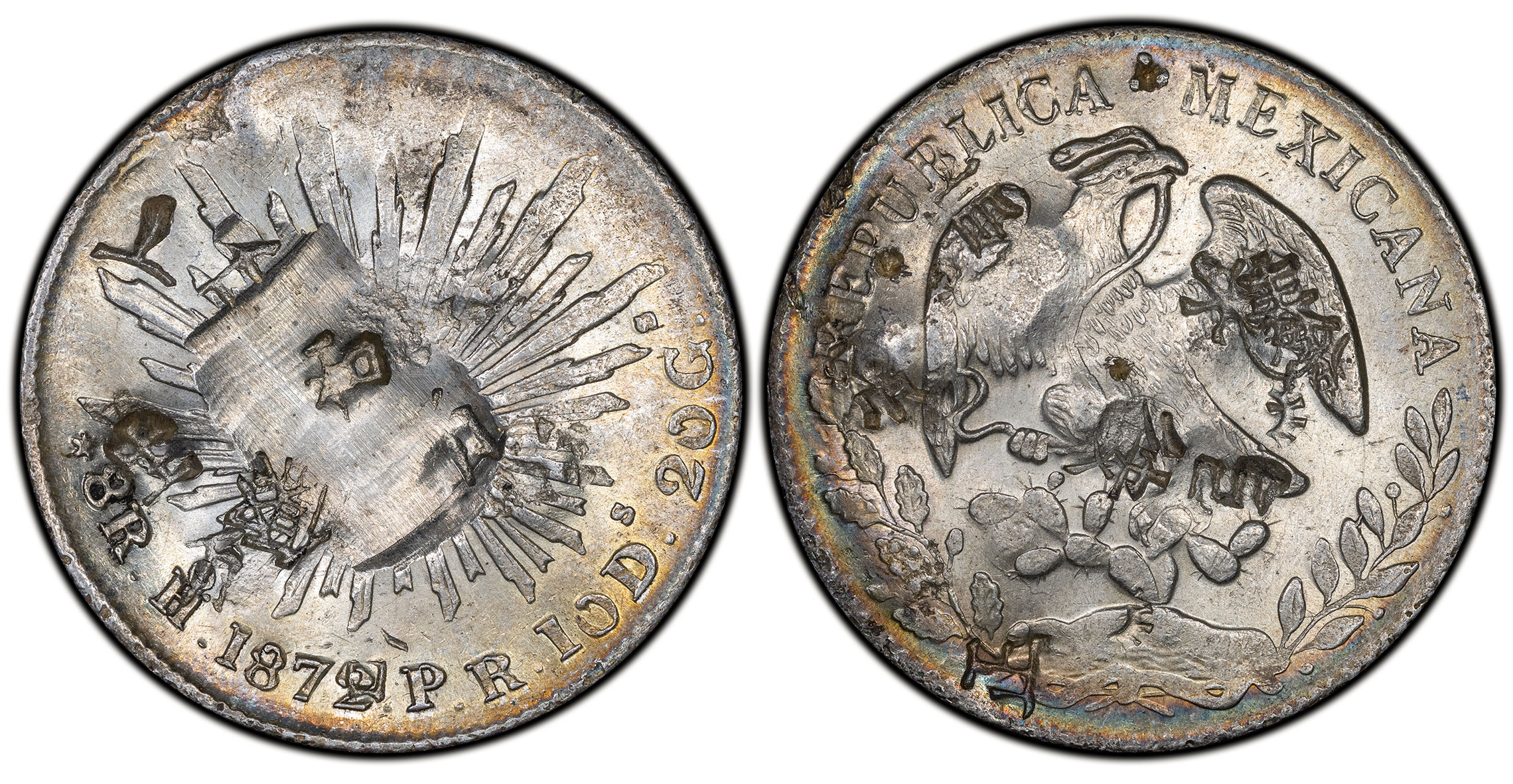1872-Ho PR Mexican "Cap and Rays" 8 Reales